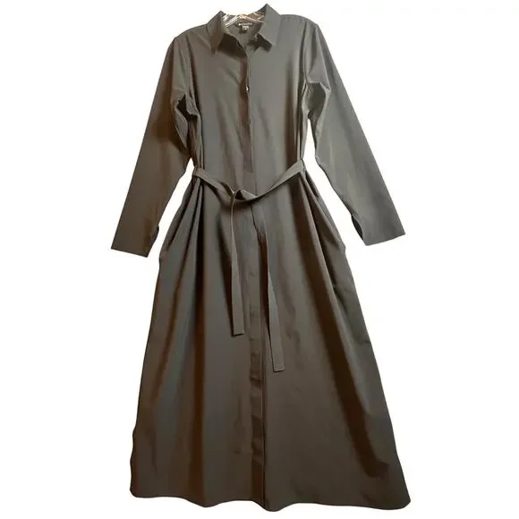 Athleta Urbanite Dress Sz M Black #846038 Travel Casual Comfort Work Momcore Tie - Picture 2 of 16